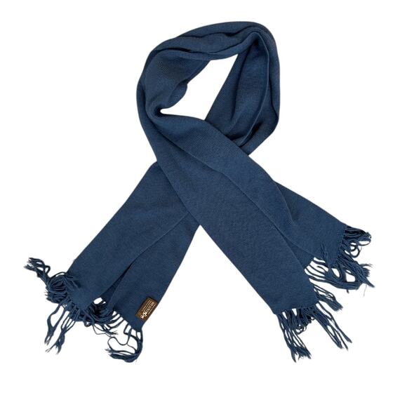 100% Baby Alpaca Indigo Blue Weave Brushed Fringed Scarf Wrap Neck Warmer 80x22” - Picture 1 of 4
